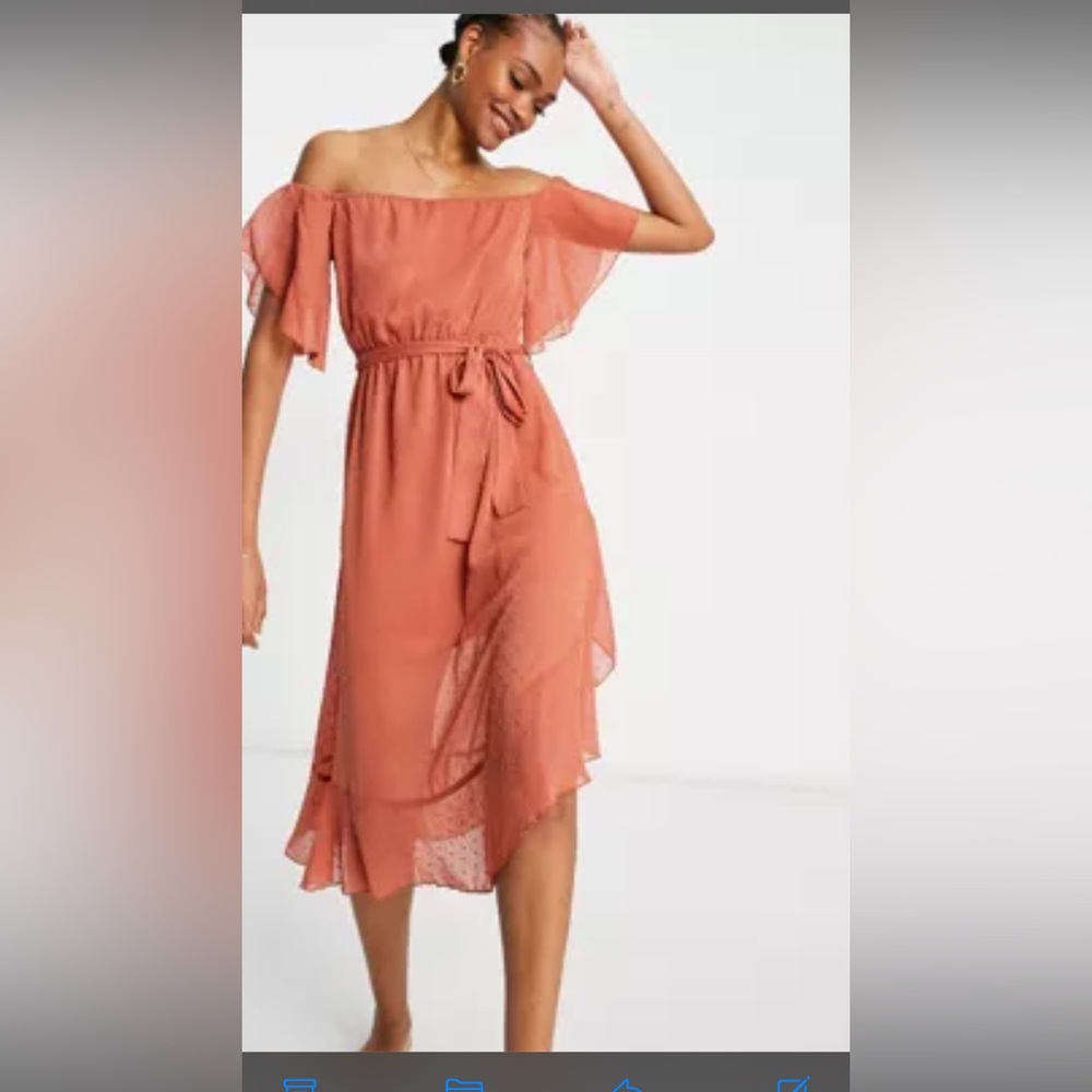 River Island Textured Bardot maxi dress in Rust